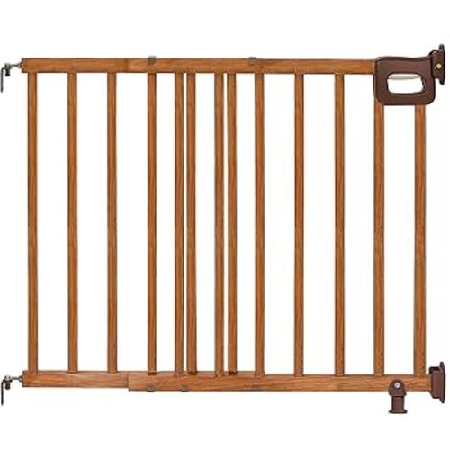 Ingenuity Wood Banister & Stair Safety Pet and Baby Gate, 32"-48" Wide, 33" Tall, Install Banister to Banister or Wall, or Wall to Wall in Doorway or Stairway, Banister and Hardware Mounts - Cherry