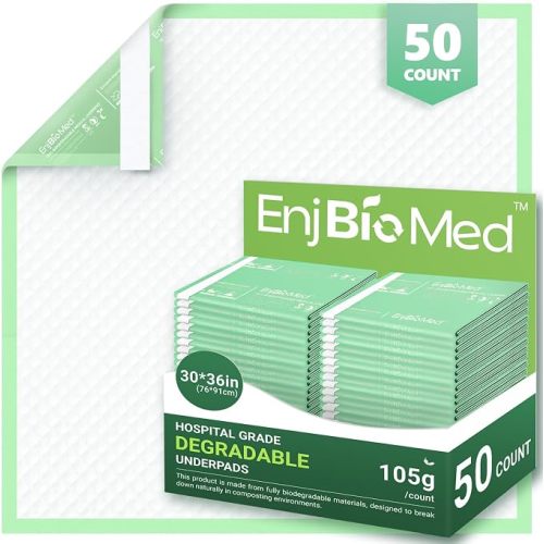 Eco-Friendly Super Absorbent Thicken Disposable Underpads, (30" x 36" | 50 Pack), Biodegradable, Adhesive Strips, Leakproof Quick-Dry Incontinence Pee Pads, Chux Pads for Adults, Kids, Pets