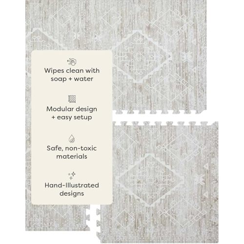 House of Noa Baby Play Mat – 4x6 Driftwood Ula – Set of 6 Tiles – Cushioned EVA Foam Play Mat for Floor, Soft Interlocking Baby Crawling Mats for Hard Floors