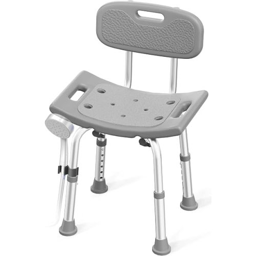 HOMLAND Shower Chair for Inside Shower with Removable Back, Aluminum Frame