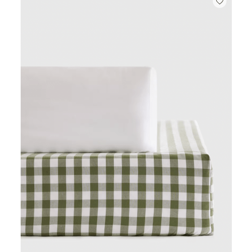 Organic Percale Gingham Crib Sheet 2-Pack in Olive