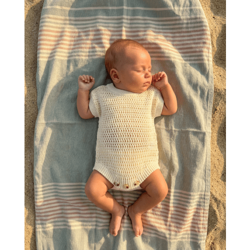 Crochet Knit Romper - Cream