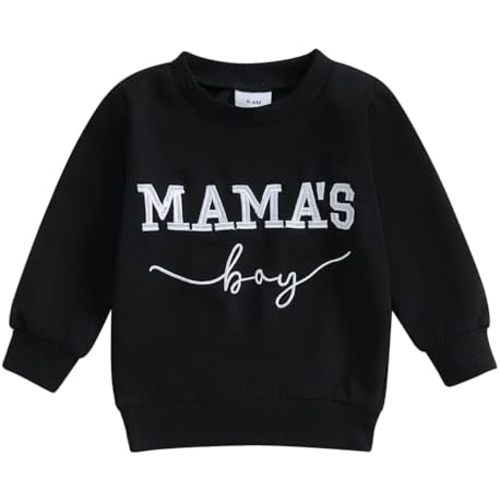 Toddler Baby Boy Sweatshirts Letter Embroidered Long Sleeve Baby Pullovers Tops Infant Fall Winter Casual Tops