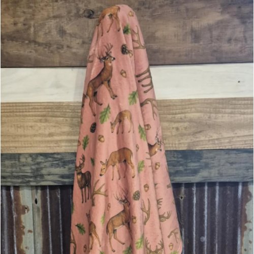 Whitetail Woods Minky Blankets- Pink