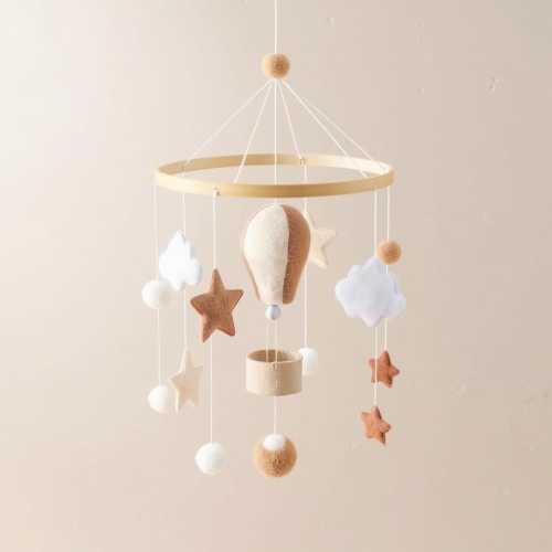 Hot Air Balloon Baby Mobile For Nursery, Mother's Day Gift, Stars and Clouds Decor, Baby Shower's Gift, Crib Mobile, Cot Mobile