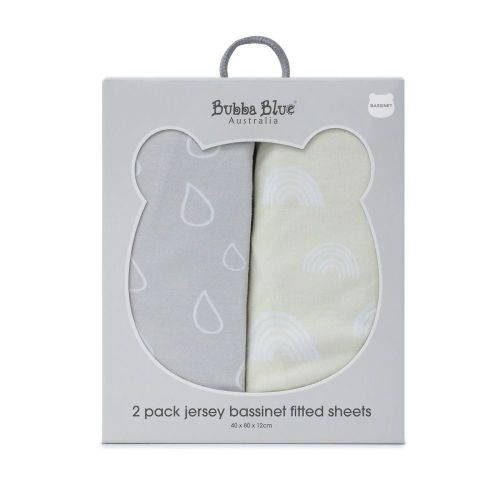 Bubba Blue Nordic Bassinet Fitted Sheet 2 Pack Grey/Sand