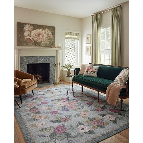 Loloi Rifle Paper Co. Rosa Collection RSA-02 Sky 7'-6" x 9'-6" Area Rug