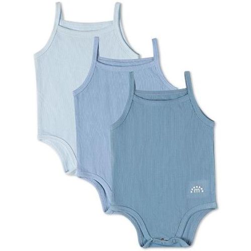 MiniMoi 3 Pack Baby Mini-Ribbed Stretch Modal Solid-Color Bodysuits Blue Multi Newborn