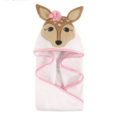 Hudson Baby Unisex Baby Cotton Animal Face Hooded Towel, Fawn, One Size