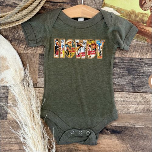 Vintage Howdy- Western Graphic Onesie (Infant)(Army Green)