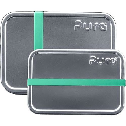 Pura Lunch Containers | Kitchen Food Storage Containers with Lids | Meal Prep Reusable Bento Box | Stainless Steel Lunch Box for All Ages - Small + Large