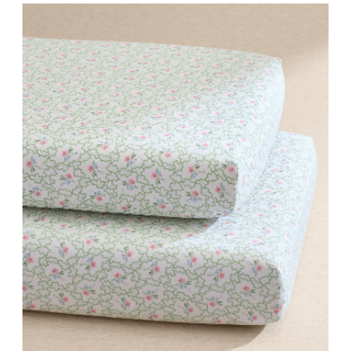 Hill House Home Clematis Scallop Floral Organic Crib Fitted Sheet