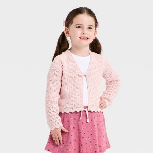 Toddler Girls' Bow Cardigan - Cat & Jack™ Pink 3T