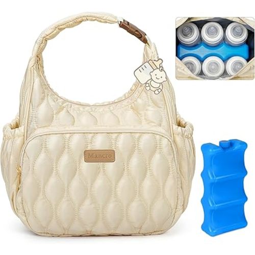 Mancro Breastmilk Cooler Bag with Ice Pack, Wearable Breast Pump Bag With Cooler, Insulated Baby Bottle Bags for Daycare Compatible with Momcozy/Medela/Elvie/Willow
