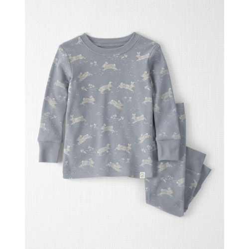 Baby 2-Piece Organic Cotton Ribbed Pajama Set in Blue Bunnies Print - Little Planet | Carter's