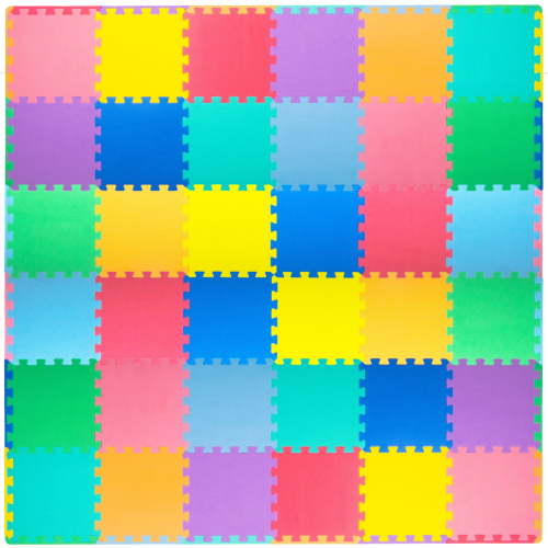 ProSource Kids Solid Colors Foam Puzzle Floor Play Mat, 36 or 16 tiles