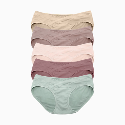 Kindred Bravely Under-the-Bump Maternity Bikini Underwear (5-Pack) - Pastels, Large
