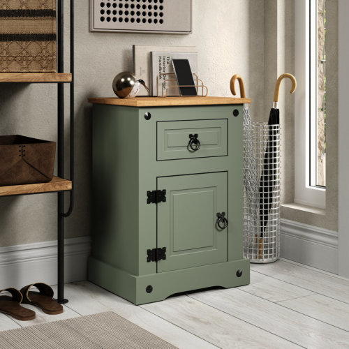 Millwood Pines Lindall Solid Wood Farmhouse bedside 1 drawer 1 door nightstand & Reviews | Wayfair
