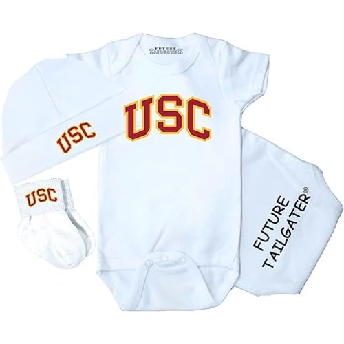 Collegiate Licensed 3 Piece Baby Clothing Gift Set (3-6 Months, USC Trojans)