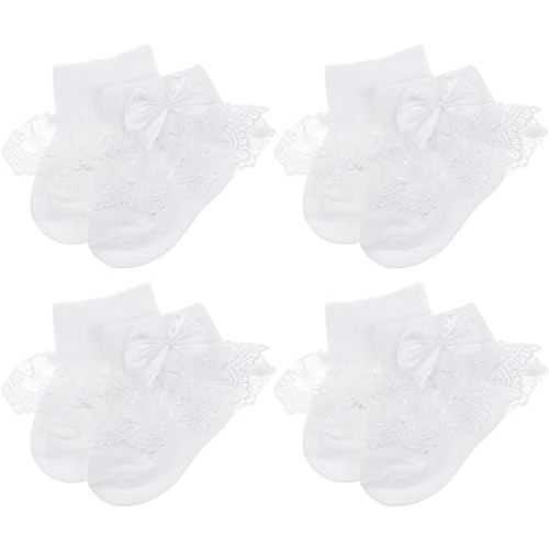 BQUBO Baby Girls Socks Eyelet Ruffle Lace Sock Baby Socks Newborn/Infant/Toddlers Frilly Summer Thin Dress Sock
