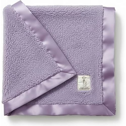 Little Giraffe Chenille Baby Blanket – 29x35” Soft Chenille with Satin Trim, Lavender | Ultra-Soft, Gentle & Safe, Lightweight & Breathable for Newborns & Toddlers