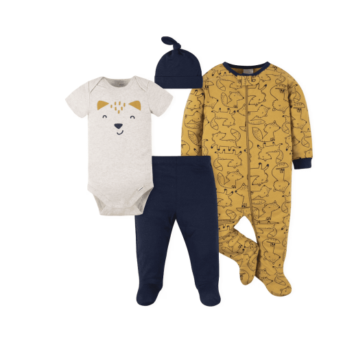 NEWBORN Gerber 4-Piece Baby Boys Fox Outfit Set