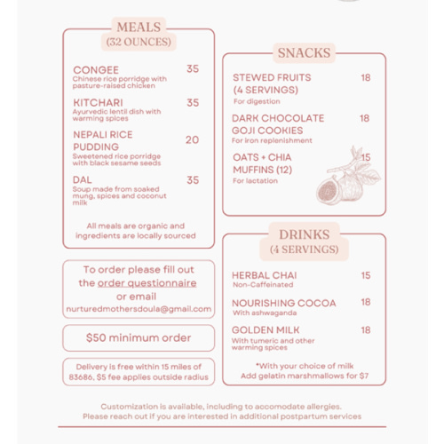 Local Postpartum Meal Delivery