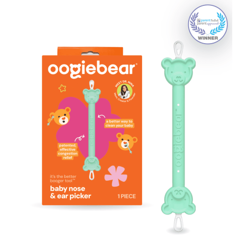 Oogiebear Baby Nose and Ear Cleaner – Newborn & Infant Dual Snot and Ear Wax Remover Tool for Congestion Relief and Hygiene, Mint Green