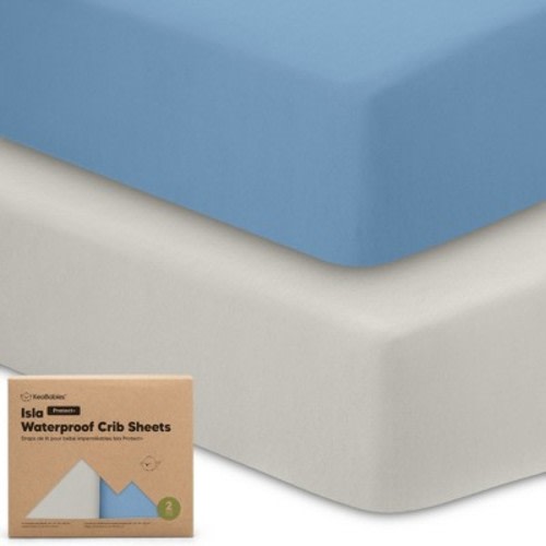KeaBabies Isla Waterproof Crib Sheets for Boys, Girls, 2pk Baby Fitted Crib Sheet, Waterproof Crib Mattress Protector Sheets, Color: Slate
