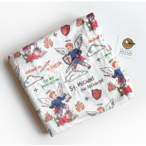St Michael Archangel Minky Blanket Catholic Baptism Gift Angel Warrior Prayer Soft Plush Throw Religious Baby Blanket Christian Gift