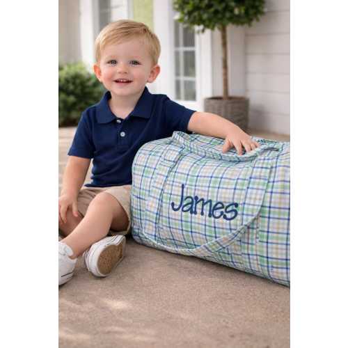 Boy Plaid Backpack, Duffle Bag, Sports Bag, Personalized, Embroidery, Kids Kids Travel, Matching Set, lunch bag