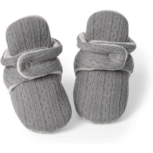 Sawimlgy Newborn Infant Baby Girl Boy Cotton Booties Stay On Sock Slippers Soft Bedroom Shoes Non-Skid Ankle Boots With Grippers Toddler Crib Warm Shoe First Walker Birthday Shower