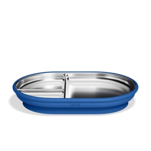 Lalo Stainless Steel Suction Plate- blue raspberry