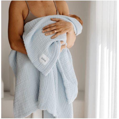 Muslin Bubble Blanket - Powder Blue