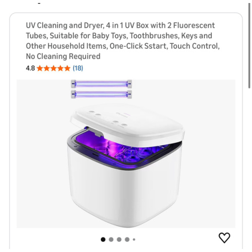 Amazon.com: IAGREEA UV Cleaning and Dryer, 4 in 1 UV Box with 2 Fluorescent Tubes, Suitable for Baby Toys, Toothbrushes, Keys and Other Household Items, One-Click Sstart, Touch Control, No Cleaning Required