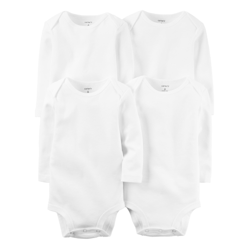 Baby 4-Pack Long-Sleeve Bodysuits - White