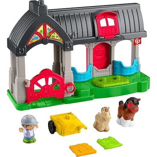 Fisher-Price Little People Toddler Toy Friendly Horses Stable Playset with Sounds, Figures & Accessories for Kids Ages 1+ Years