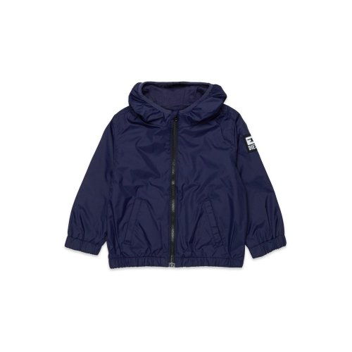Diesel Kids Logo Patch Zipped Hooded Jacket