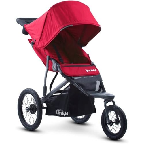 Joovy Zoom360 Ultralight Jogging Stroller Featuring High Child Seat, Shock-Absorbing Suspension, Extra-Large Air-Filled Tires, Parent Organizer, Air Pump, and Easy One-Hand Fold (Red)