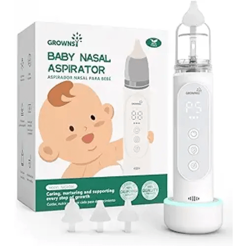 GROWNSY Nasal Aspirator for Baby, Upgraded 5 Suction Levels Baby Nose Sucker, IPX7 Waterproof Electric Nose Suction for Baby, Booger Sucker for Toddlers with Automatic Cleaning &Music &Light Functions
