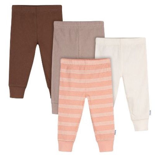 Gerber Baby Girls' 4-Pack Active Pants, Vanilla, 3-6 Months