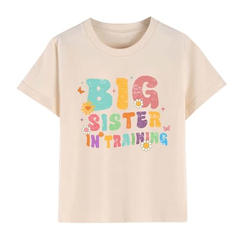 Rixalor Toddler Girl Big Sister Shirt Bigger Biggest Sister Tshirts Cotton Short Sleeve Tees 2-10 Years