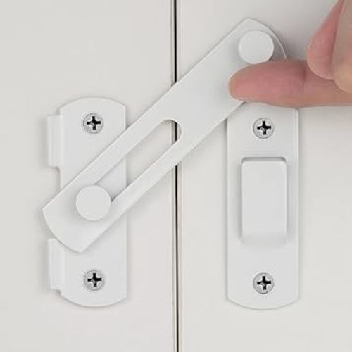 3 Packs White Barn Door Latch，3.93" x 2.75"， Premium Stainless Steel，Rust-Resistant for Longevity，Ideal for Bifold & Sliding Doors，Enhance Your Cabinetry & Closet Security