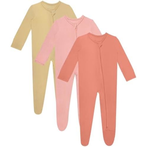 3 Pcs Baby Long Sleepers Pajamas One Piece Footies Rompers