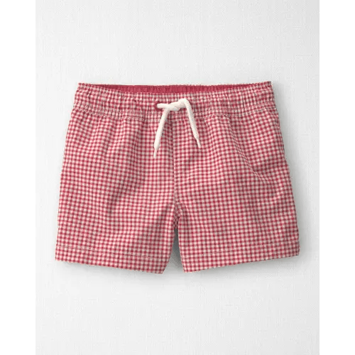 Toddler Boy Recycled Swim Trunks in Red Gingham - Little Planet | Carter's
