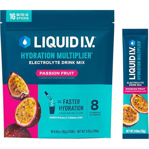 Liquid I.V.® Hydration Multiplier - Passion Fruit | Electrolyte Powder Drink Mix | 1 Pack (16 Servings)
