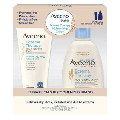 Aveeno Baby Eczema Therapy Moisturizing Cream with Natural Oatmeal (1- 7.3 oz. and 1- 12 fl. oz.)