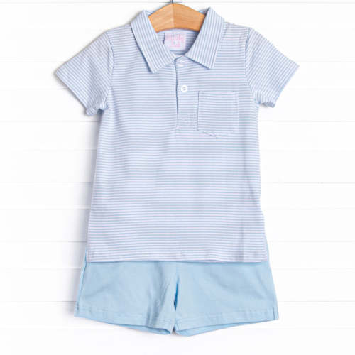 Levi Short Set, Light Blue Stripe – Stitchy Fish