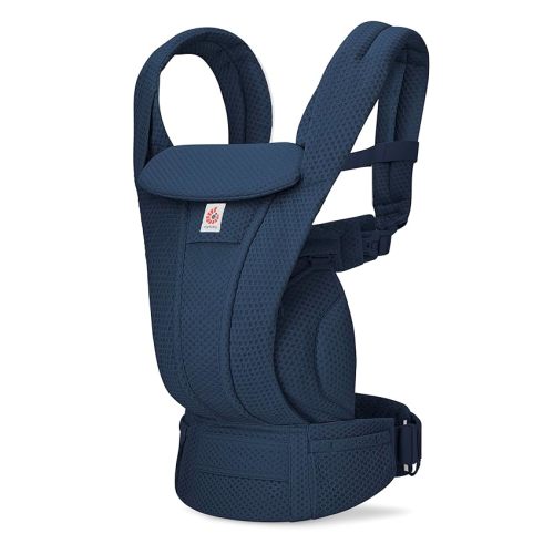 Ergobaby Omni Deluxe Baby Carrier for Newborn to Toddlers 0-48 Months (7-45 lbs) - 4-Position Breathable Mesh Baby Carrier with Ergonomic Support, Storage Pockets, and Sun Hood - Midnight Blue