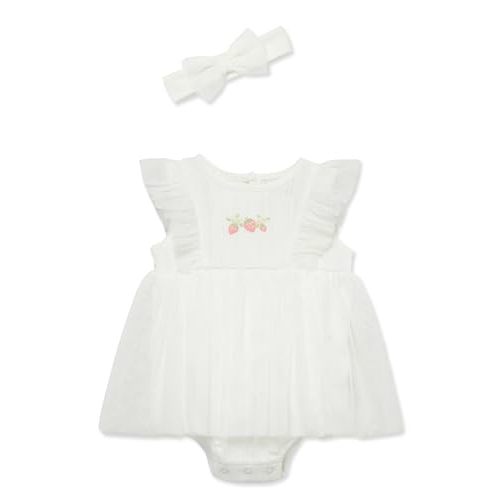 Little Me Clothes for Baby Girls' Popover Bodysuit Dress and Headband Set, 3-12 Months